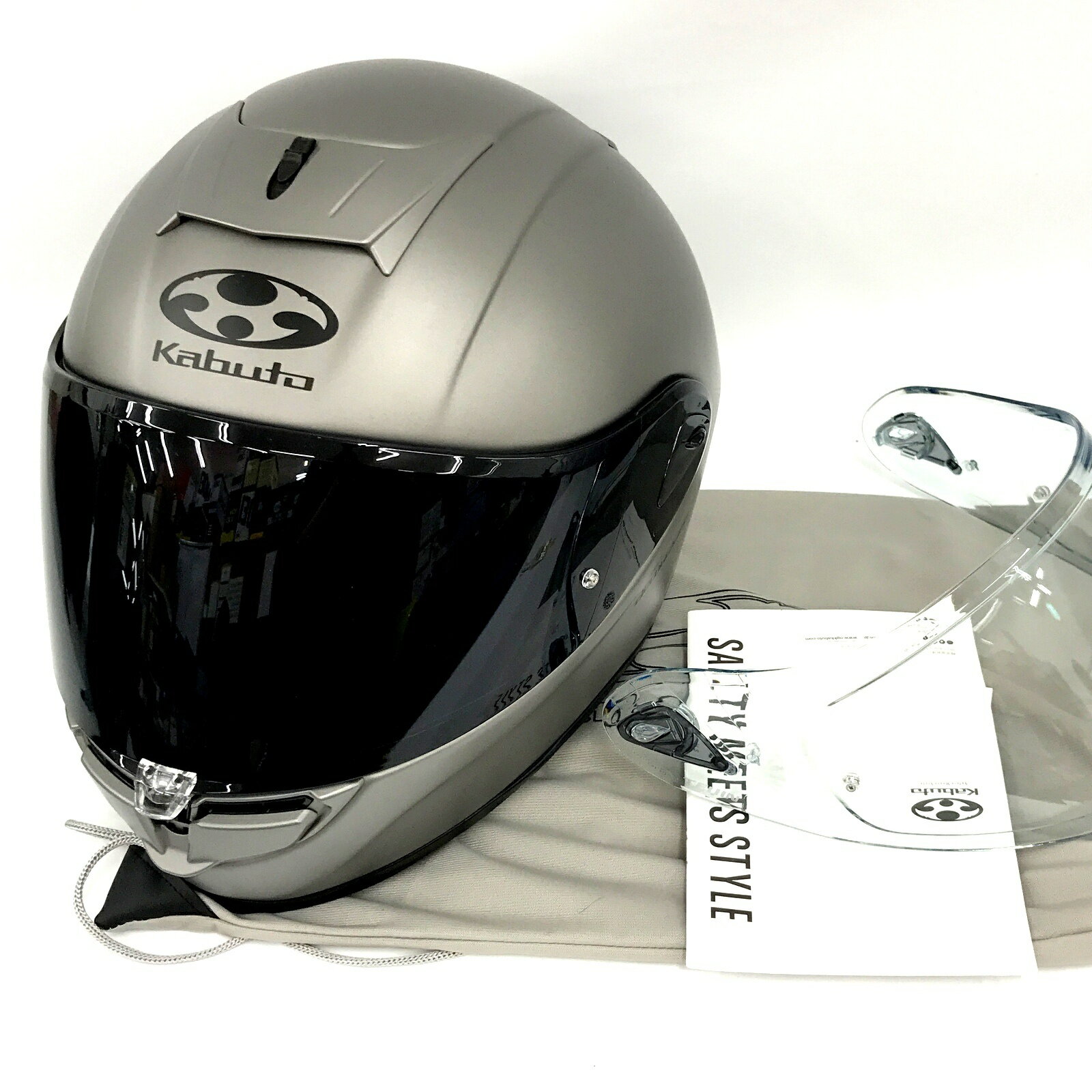Rakuten - 【中古】OGK KABUTO カブト AEROBLADE-6 フラットクールガンメタ XLサイズ フルフェイス ヘルメット スモークシールド装着 バイク バイク用品★TA571