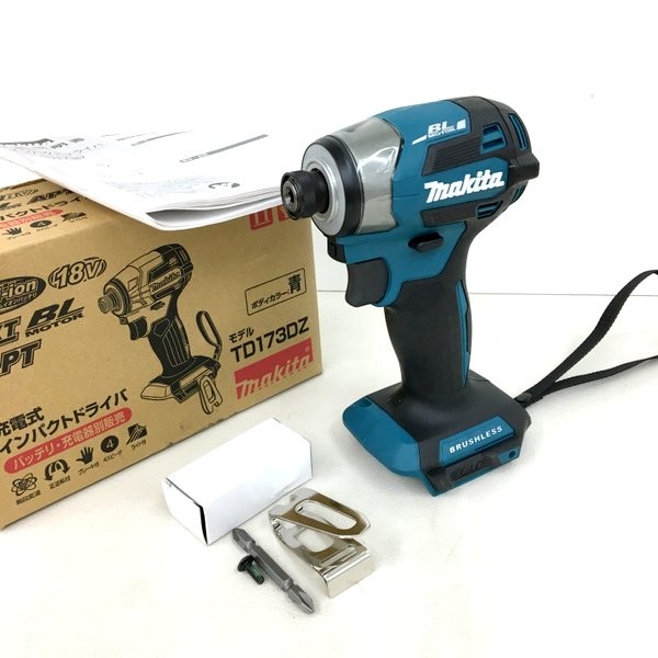 商品情報 メーカー マキタ(makita) JANコード 0088381779166 型番 TD173DZ ブランド マキタ(makita) 　商品詳細&nbsp; マキタ(makita) 充電式インパクトドライバ TD173DZ 本体のみ 18V ブルー 未使用です。 画像にある物が全てです。 未使用品ですが、動作確認のため通電のみ行っております。実際の作業での使用はしておりません。 保管品の為キズや汚れがある場合がございます。 完璧をお求めの方および神経質の方はご購入をお控えいただけますと幸いです。 記載外の不具合や欠品部品が発生する場合がございます。 お客様都合による返品・交換は受け付けておりませんので、ご了承ください。 本商品を実際に使用されての事故、ケガ等につきましては当方は責任を負いかねます。 『保証につきまして』 弊店はリサイクルショップですので、お客様から買い取らせて頂いた商品を出品させて頂いております。 家電量販店などとは異なり、メーカー保証は無いものとお考え下さい。(それをふまえての価格設定とさせて頂いております。) 当店の保証としましては、初期不良の場合のみ、商品到着後1週間以内であれば返金対応させて頂きます。 商品につきましての詳細は、メーカーホームページ等でお調べの上でご購入をお願いいたします。IT5RRIYW59EA お取引について 商品発送 入金確認後、1～3営業日以内に発送いたします。 その他の注意事項 【領収書につきまして】 ・領収書は注文履歴からご自身での発行をお願いしております。 ・宛名はご注文者名、但書はご購入頂いた商品名が記載されます。 【送料につきまして】 ・商品を複数個ご購入の場合、個数ごとに送料が発生します。 ・送料はご注文後に店舗側で修正し、個数分のご請求となります。 予めご了承下さいますようお願いいたします。