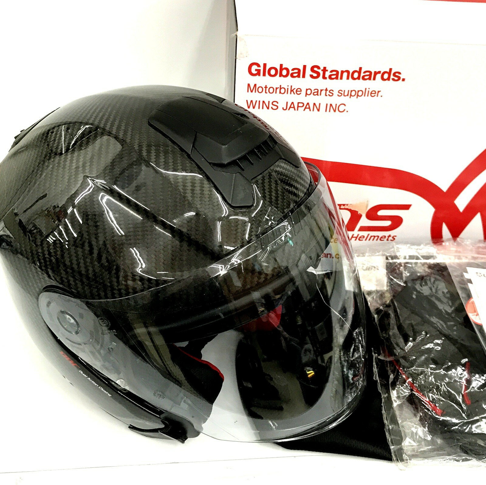 Rakuten - 【中古】WINS ウインズ A-FORSE RS JET TYPE C カーボン XLサイズ 自動二輪用 ジェット ヘルメット センターパッド付属 ★TA588