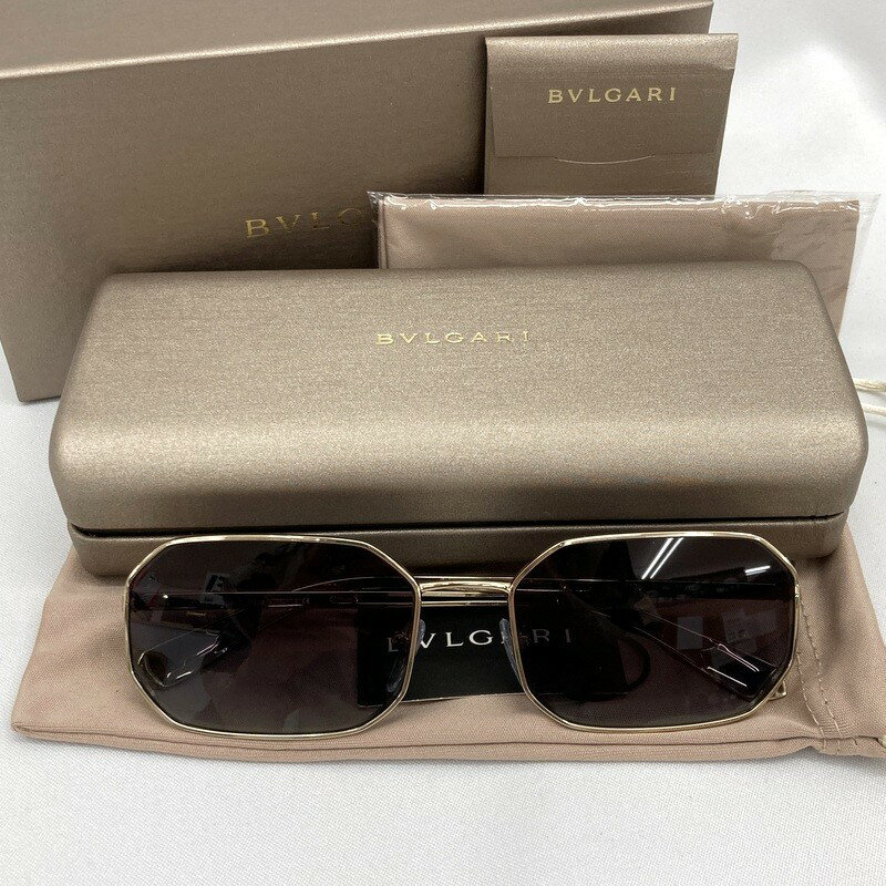 乐天商城 - 【中古】 BVLGARI ブルガリ オクタゴンメタルフレームサングラス BV6125 67□18-140 男女兼用 ゴールド ブラック 眼鏡 ★SS505