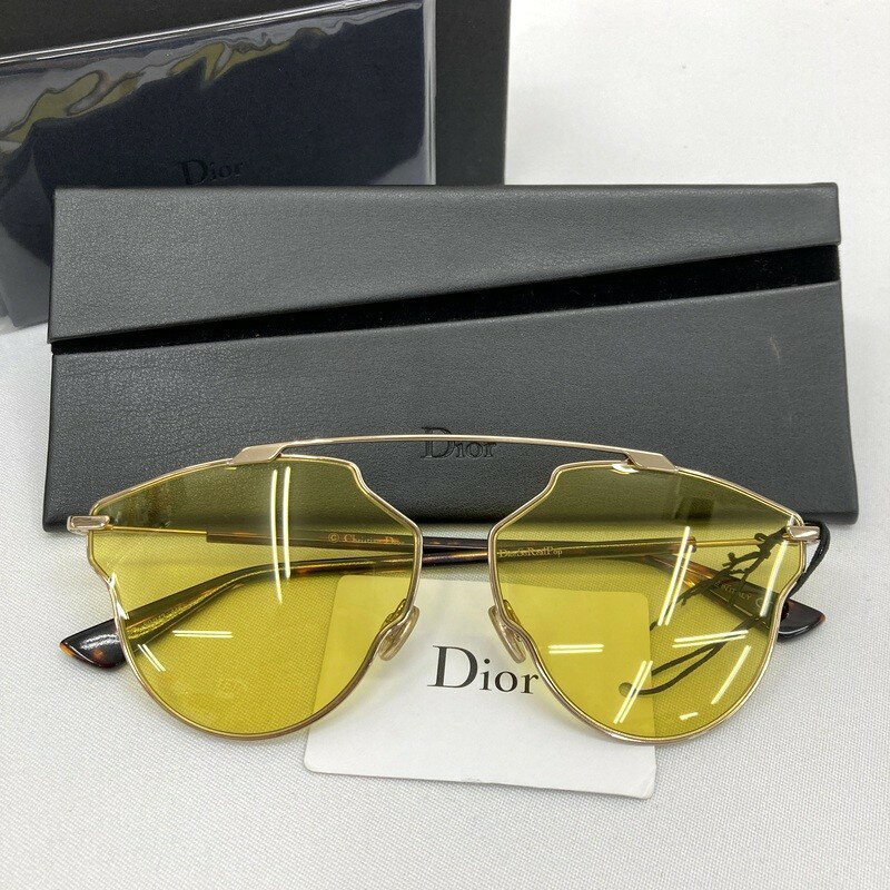 Rakuten - 【中古】 Christian Dior クリスチャンディオール Dior So Real Pop サングラス アイウェア メガネ ゴールド イエロー ブラウン 眼鏡 ★SS508
