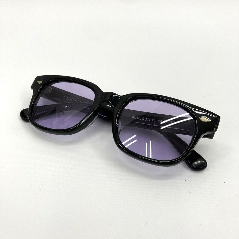 乐天商城 - 【中古】 WACKO MARIA ワコマリア サングラス GUILTY PARTIES FUCK THIS LIFE 黒縁 ライトパープル ウェリントン アイウェア ★SS454