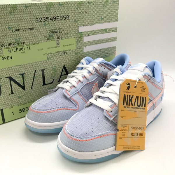 【中古】 UNION×Nike Dunk Low Passport Pack Argon Hyper Royal ダンクローハイパーロイヤル DJ9649-400 ストリート スニーカー メンズ 28.0cm ブルー ナイキ ユニオン 服飾雑貨 B9181◆