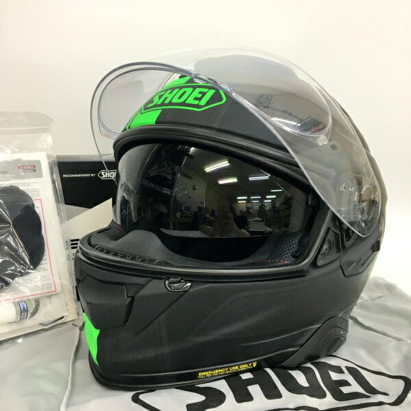 【中古】SHOEI GT-Air2 REDUX フルフェイスヘルメット 2020年製 SENA SRL2 インカム付 除菌消臭済 オートバイ ツーリング ライディング バイカー 男女兼用 XLサイズ 61cm ブラック/グリーン ショウエイ バイク用品 N18169H●