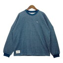 【中古】 WTAPS WAFFLE LS/PEAC 212ATDT-CSM30 ワッフル スウェット カットソー トレーナー サーマル ロゴ 古着 メンズ サイズ01 ネイビー トップス DM9099■