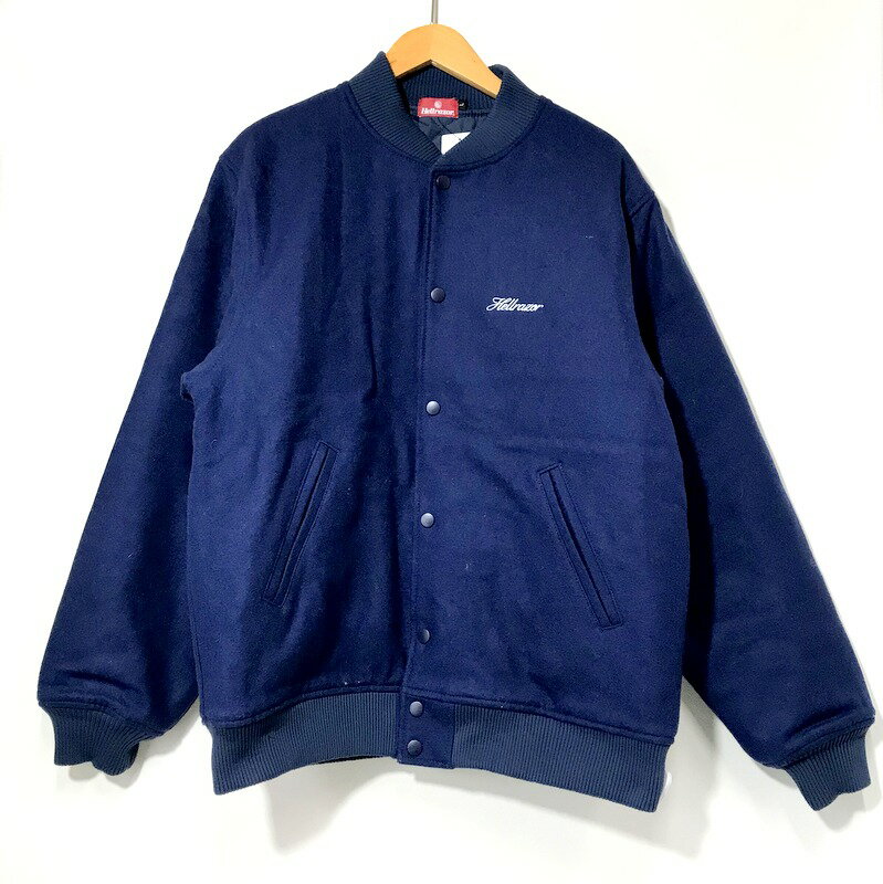 【中古】 HELLRAZOR EMB LOGO FULLMELTON STADIUM JACKET NAVY スタジアム ジャンパー メンズ Lサイズ ネイビー系 ヘルレイザー アウター A3166◆