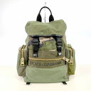 【中古】D&G ドルチェ&ガッバーナ ドルガバ リュック バックパック カモフラ ミリタリー キャンバス ロゴプリント 男女兼用 カーキ系 DOLCE&GABB...