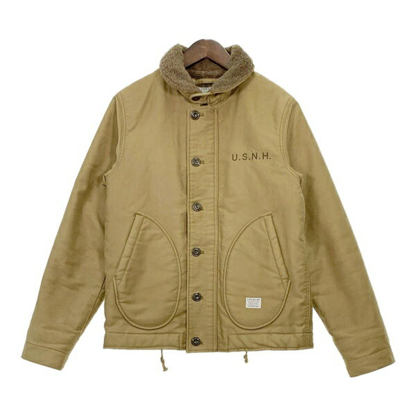 【中古】NEIGHBORHOOD 17AW N-1D/C-JKT デッキジャケット 172NYNH-JKM03 ミリタリー ボア メンズ Mサイズ ベージュ ネイバーフッド アウター DM10420■