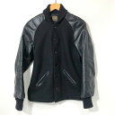 【中古】 SKOOKUM WOOL LEATHER LONG STADIUM JACKET スタジャン アワードジャケット カジュアル メンズ 36 ブラック スクーカム アウター A3748◆