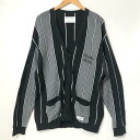 【中古】 WACKO MARIA ジャガード カーディガン ストライプ ニット カジュアル メンズ XLサイズ ブラック グレー ワコマリア トップス A330...