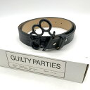 【中古】 WACKO MARIA バックルベルト JOHNNY-WM-BL02 平本ジョニー コラボ LEATHER BELT 箱付き 牛革 ファッション雑貨 メリケンサック メンズ サイズ32 ブラック ワコマリア 服飾小物 B3901◆