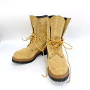 【中古】RED WING 9211 スエード ロガーブーツ シューズ ワークブーツ レザー 本革 羽根タグ USA製 アメリカ製 メンズ US8 26cm ベージュ レッドウィング 靴 DF10935■