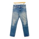 VISVIM SOCIAL SCULPTURE denim 0119105005026 ソーシャルスカルプチャー ダメージデニム ジーンズ ジーパン Gパン ズボン 日本製 メンズ ブルー W30 L30 ビズビム パンツ ランク：B左太ももあたりに黄色い汚れのような物が見られますが、元々のダメージ仕様の物かはわかりかねます。 その他は、目立ったダメージのない比較的良好な商品です。 ※写真にないものは付属しておりません 当店では商品の状態をランク表記しています。商品選びの際にご活用ください。 管理番号 DM11011 240001628820 性別タイプ メンズ シーズン カラー ブルー 素材 写真参照 サイズ W30 L30 実寸法 写真参照採寸はこちらをご参照ください。 ご注意ください！ 採寸の多少の誤差はご容赦くださいませ。モニタ等により画像の色味が異なって見える場合がございます。 SHOP サンステップネット事業部 ※土日祝日は楽天業務をお休みさせていただきます。 TEL 0776-21-5354 E-mail sunstep-netshop@step-1.jp ※お問合せの際は「管理番号」を明記してください。 宅配便(ネコポス不可）VISVIM SOCIAL SCULPTURE denim 0119105005026 ソーシャルスカルプチャー ダメージデニム