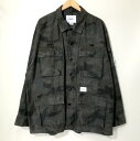 【中古】 WTAPS JUNGLE LS 02 201WVDT-SHM03 ウォッシュ加工 ジャングルシャツ ミリタリージャケット カモフラ柄 迷彩 メンズ 3 Lサイズ相当 ダークブラウン系 ダブルタップス アウター A4304◆