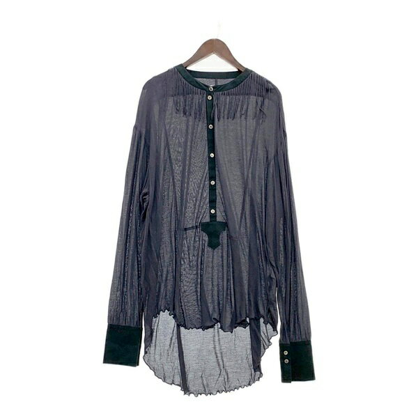 MASU FRINGE CUT-SEW フリンジ 長袖 カットソー シャツ ブラウス レーヨン MESS-CS0502 メンズ 46 M相当 チャコールグレー系 エムエーエスユー トップス DM11395■