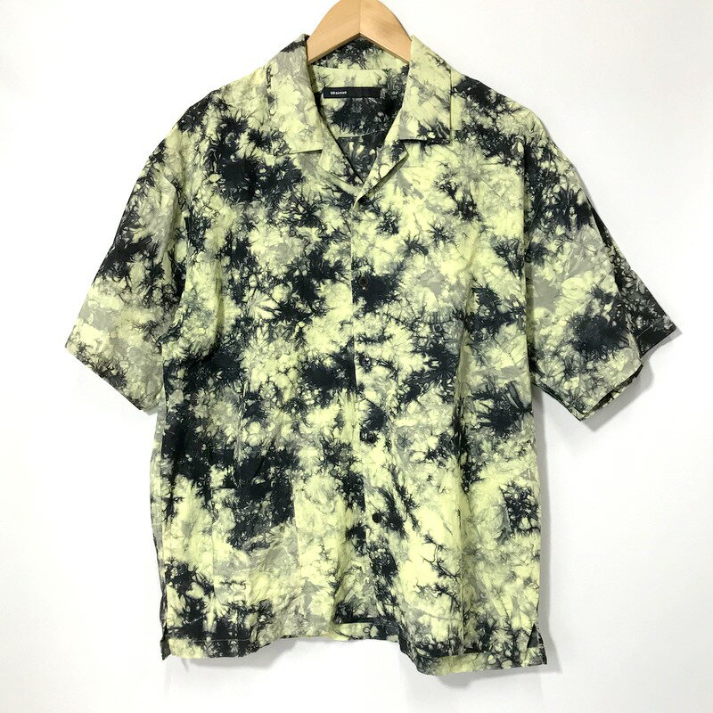 【中古】 08sircus オープンカラーシャツ S20 SM-SH07 半袖 R/Co kagozome shirt ボタン 籠染めシャツ カジュアル メンズ Mサイズ ブラック イエロー ゼロエイトサーカス トップス A10130◆