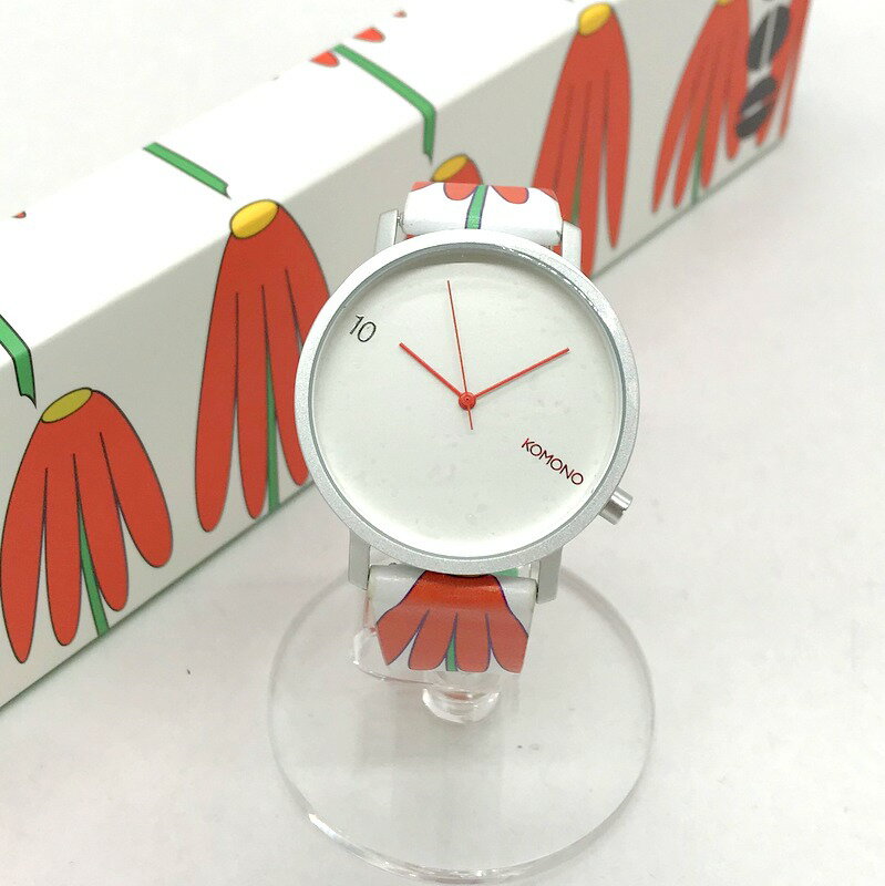 【中古】 KOMONO 腕時計 美品 KOM-W1024 クオーツ アナログ ウォッチ 時計 北欧 花柄 カジュアル シン..