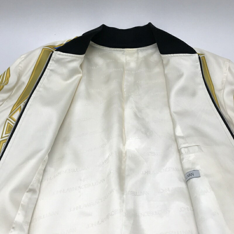 【中古】 JOHN LAWRENCE SULLIVAN シルクブルゾン ジャンパー ジャケット 古着 羽織り メンズ Mサイズ アイボリー ジョン ローレンス サリバン アウター A12106◆