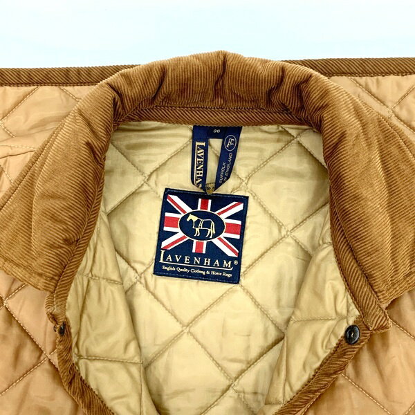 【中古】ラベンハム キルティングジャケット DENHAM-AW13 コート ブルゾン 中綿 無地 カジュアル メンズ サイズ36 ブラウン LAVENHAM アウター DM13363■