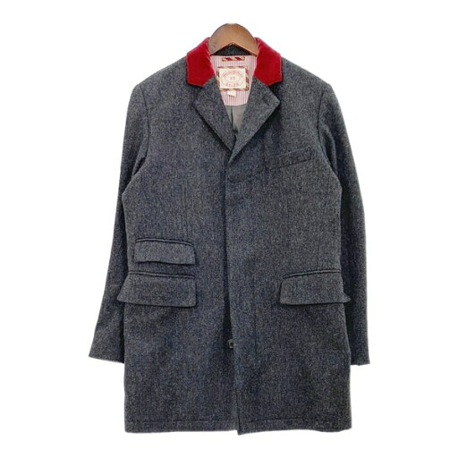 【中古】ブルックスブラザーズ ツイード ロング丈 チェスターコート 襟ベロア 通勤 ビジネス メンズ XSサイズ グレー Brooks Brothers アウター DM13602■ 【中古】ブルックスブラザーズ ツイード ロング丈 チェスターコート 襟ベロア 通勤 ビジネス メンズ XSサイズ グレー Brooks Brothers アウター DM13602■
