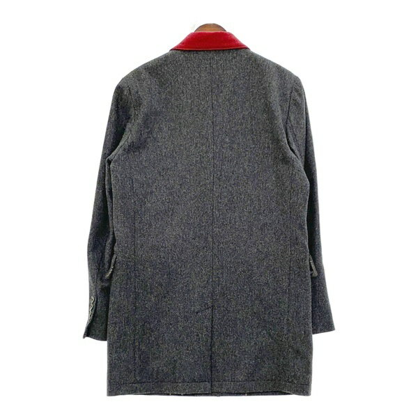 【中古】ブルックスブラザーズ ツイード ロング丈 チェスターコート 襟ベロア 通勤 ビジネス メンズ XSサイズ グレー Brooks Brothers アウター DM13602■