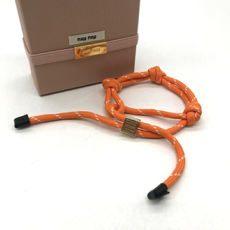 【中古】 miumiu ブレスレット 5IB538 ロゴメタル アンクレット 箱付き プレゼント 贈り物 ユニセックス 男女兼用 フリーサイズ オレンジ ミュウ...