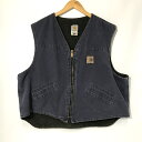 【中古】 Carhartt ダックボアベスト V18PTL USA製 ジップアップ 古着 カジュアル メンズ XXLサイズ ネイビー カーハート アウター A1...