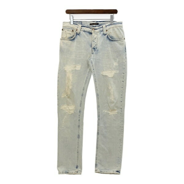 【中古】Nudie Jeans クラッシュ デニムパンツ NJ1001127 ジーパン ボトム ストレート ダメージ コットン カジュアル メンズ W30 L32 インディゴ ヌーディージーンズ ズボン DM147779■