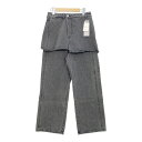 【中古】RAY BEAMS デニム スカート セット パンツ 61-21-0073-370 新品同様 スカートオンパンツ レイヤード ジーンズ ジーパン カジュアル レディース サイズ0 ブラック レイビームス ズボン IL14667■