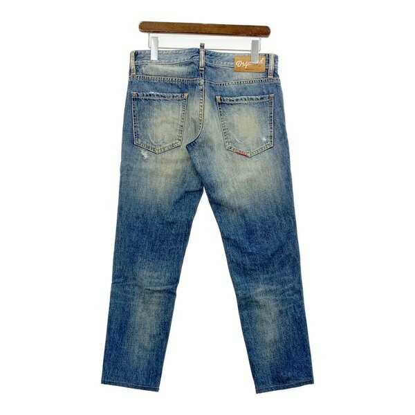 【中古】ディースクエアード Color Stech Damaged Slim Denim カラーステッチ ダメージ スリム ジーンズ デニムパンツ メンズ サイズ44 インディゴ DSQUARED2 ズボン DM14806■