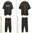 【中古】 SEANJOHN セットアップ ジャージ クラウン 半袖 大きいサイズ 上下セット 総柄 メンズ 3XLサイズ ブラック ショーンジョン 衣類 A13...