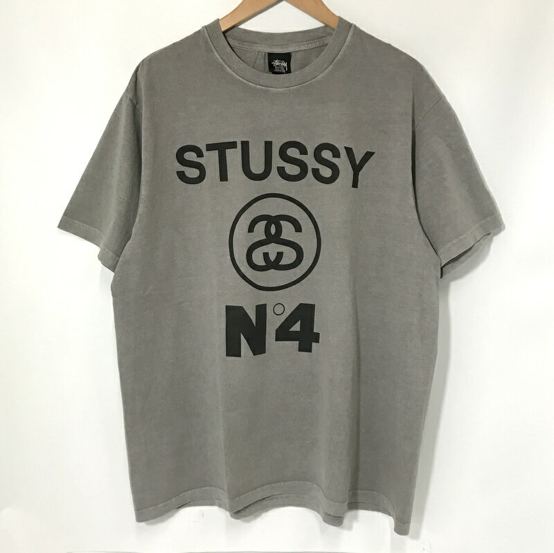 【中古】 STUSSY Tシャツ 美品 半袖 カットソー プリント TEE ロゴ クルーネック カジュアル タグ付き メンズ XLサイズ グレー ステューシー トップス A13544◆