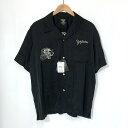 【中古】 HOUSTON スーベニアシャツ 美品 41047 半袖シャツ SOUVENIR SHIRTS MAP 刺繍 和柄 カジュアル メンズ XLサイズ ブラック ヒューストン トップス A13690◆