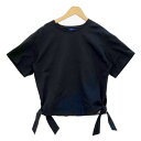 【中古】ブルーレーベルクレストブリッジ Tシャツ 半袖 カットソー 裾リボン付き チェック柄 レディース サイズ38 ブラック BLUE LABEL CREST...
