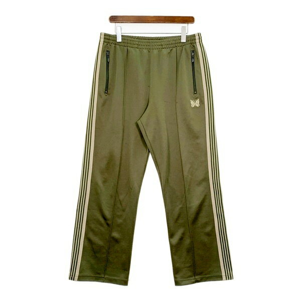 【中古】NEEDLES ニードルス トラックパンツ ジャージ ボトムス Track Pant Poly Smooth OT1624 メンズ Lサイズ カーキ ズボン DM15972■