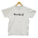 【中古】A.P.C.×sacai アーペーセー サカイ サイドジップ 半袖 Tシャツ 23213-1-94291 ロゴ ダメージ加工 レディース XSサイズ グ...