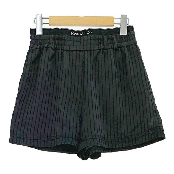 【中古】JOSEMOON ジョゼムーン SATIN STRIPE SHORT PANTS サテン ストライプ ショートパンツ ボトムス レディース フリーサイズ ブラック ズボン DL17204■
