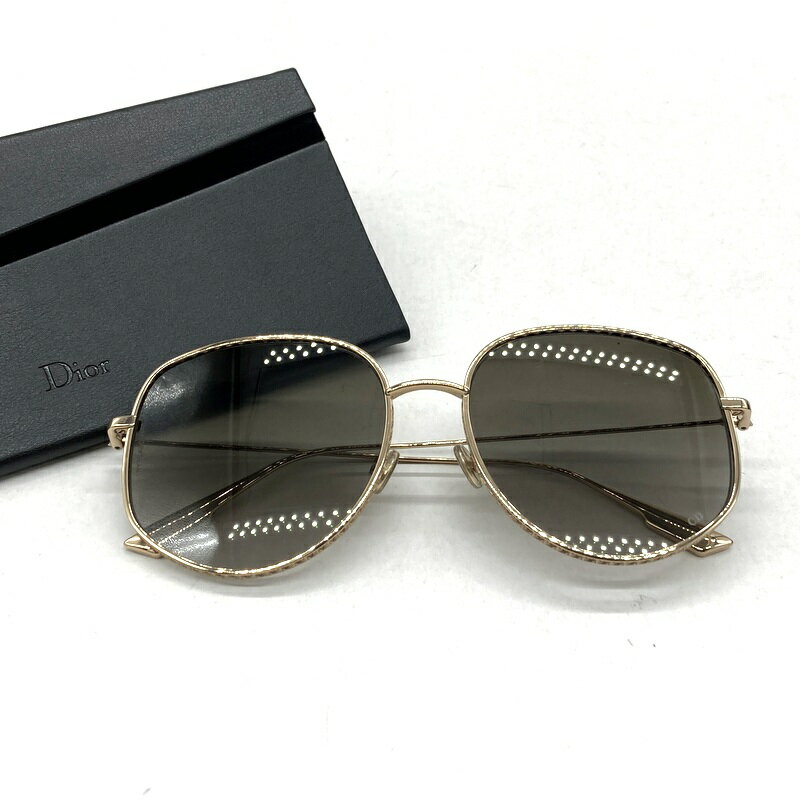 【中古】Dior ディオール サングラス 00086 58□17 145 アイウェア ケース付き レディース ゴールド 服飾 B15109◆