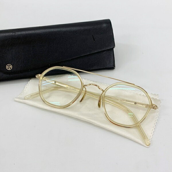 Rakuten - 【中古】ayame アヤメ ネガネ アイウェア HEX AV 03PIECE 伊達メガネ メンズ 46□24 ゴールド 眼鏡 DF19162■