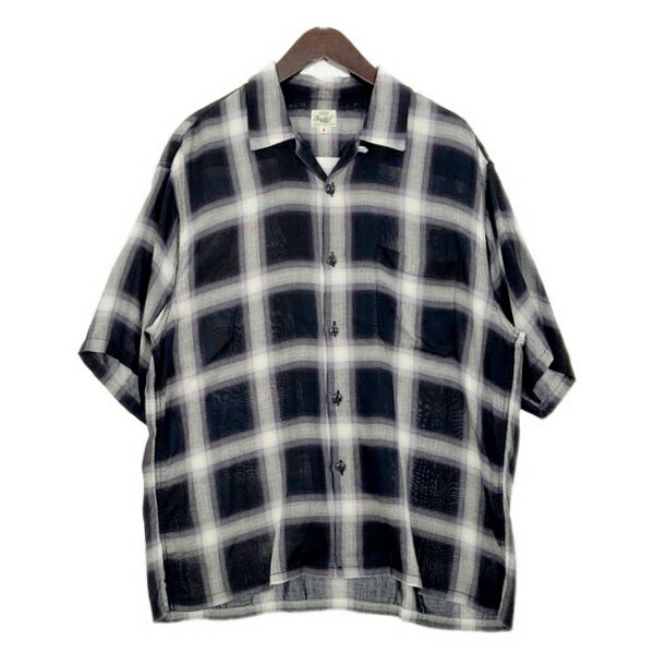 GOLD ゴールド 半袖 シャツ オンブレチェック RAYON CHECK OPEN SHIRT GL39193 メンズ Mサイズ ブラック系 トップス DM19395■