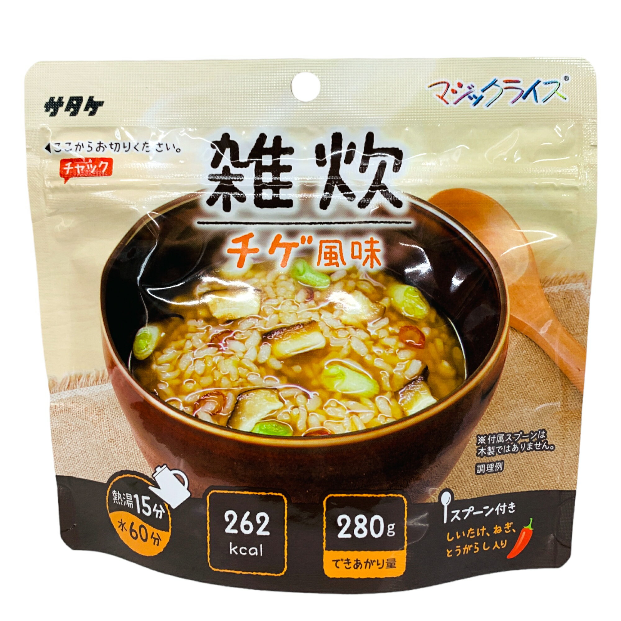 楽天SUPER ISM 楽天市場店サタケ 雑炊 チゲ風味 ご飯 保存食 アルファ米 マジックライス 賞味期限2025年12月末 国産うるち米 非常食 防災食 キャンプ 登山 海外旅行 マジックライス 食品ロス削減 ecoeat エコイート 通販 賞味期限 食品