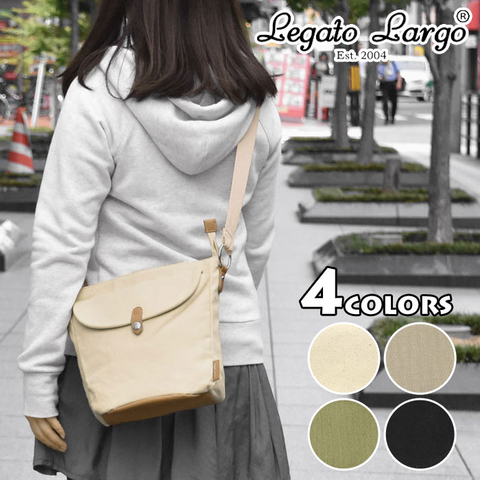 ミニショルダーバッグ レディース/撥水加工 キャンバス フラップポケット ミニ ショルダーバッグ かわいい 可愛い おしゃれ オシャレ 斜めがけバッグ 無地 シンプル 小さめ 軽量 軽い 撥水 帆布 布 生成り/Legato Largo レガートラルゴ LH-F1642 正規品 ブランド