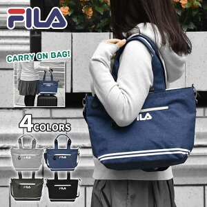 ミニトートバッグ レディース/FILA フィラ ポリキャンバス 2way ミニ トートバッグ キャリーオンバッグ 小さめ ミニショルダーバッグ 斜めがけバッグ ポケット たくさん 10ポケット ファスナー付き ジップ付き 無地 シンプル 軽量 軽い おしゃれ 旅行バッグ ブランド