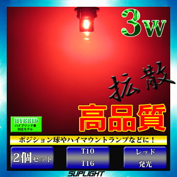 T10 LED T16 6連 リヤスモールランプ ドアランプ ハイマウント 【無極性】 レッド 赤