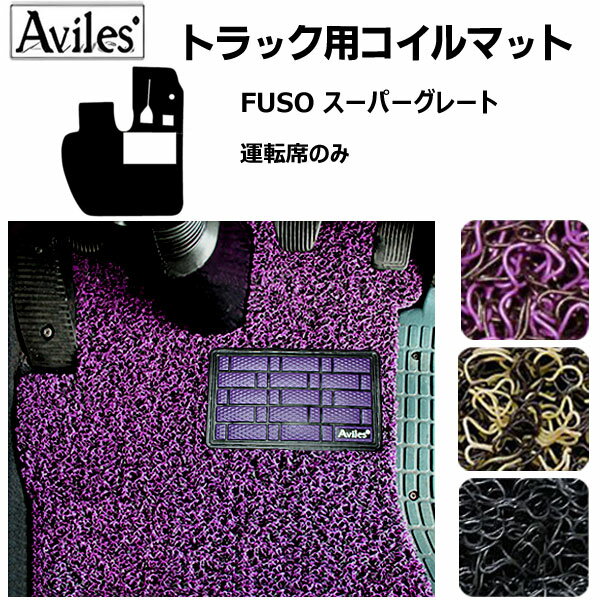 【P10倍 (7/25)限定】FUSO スーパーグレート H19.04〜29.04 フロアマット[ふそう トラック用コイルフロアマット ヒールパッド有り水洗い可能◯防炎防振防塵 当日発送可能
