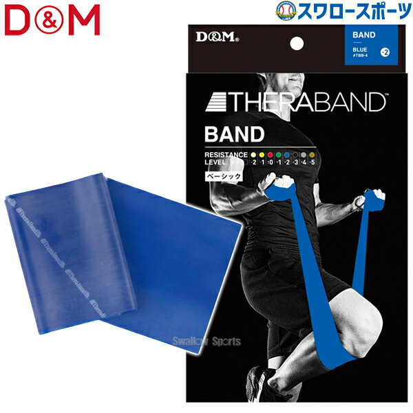 野球 D＆M THERABAND セラバンド ブリスターパック 2m 強度レベル+2 ブルー エクササイズ チューブ TBB4 野球用品 スワロースポーツ