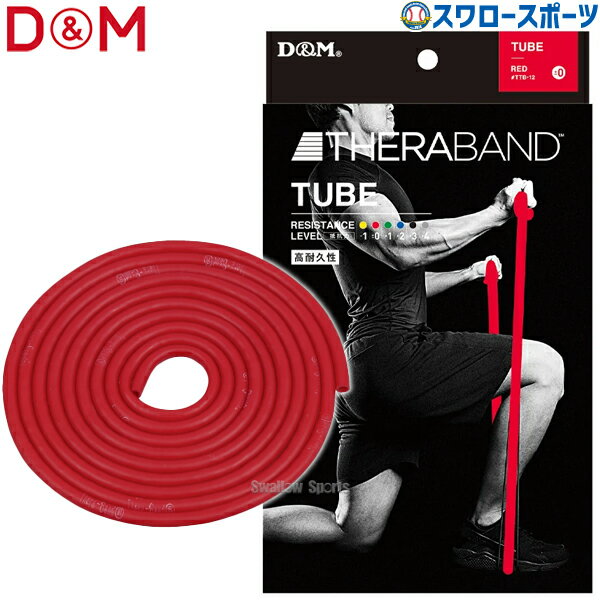 野球 D&M THERABAND セラバンド セラチューブ ブリスターパック 3m 強度レベル0 レッド エクササイズ チューブ TTB12 野球用品 スワロースポーツ