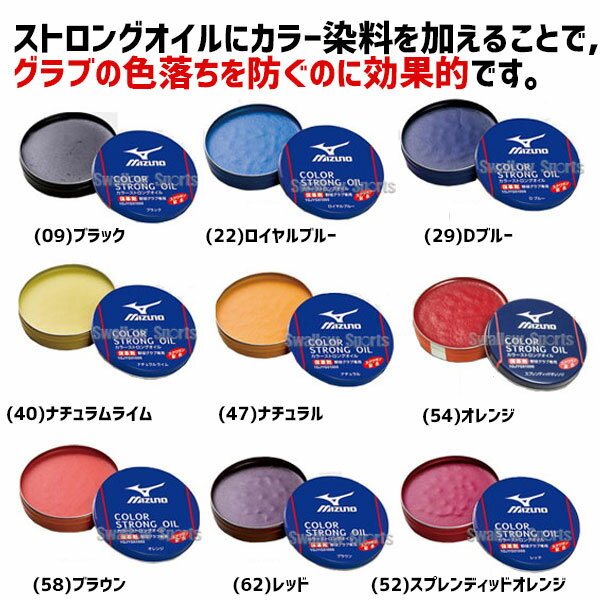 【8月20日全品ポイント8倍】ミズノ ケア用品（オイル・ローション） カラーストロングオイル 1GJYG51000 Mizuno 野球部 野球用品 スワロースポーツ アウトレット クリアランス 在庫処分