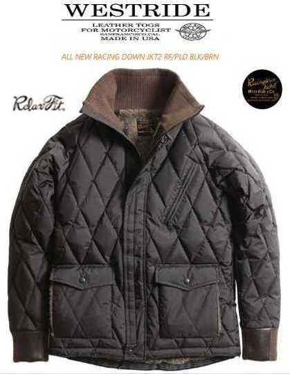 楽天SWAPMEETウエストライド（WESTRIDE）　ALL NEW RACING DOWN JKT2　 RELAX FIT / PLD BLK/BRN 　【送料無料】アメカジ　ヴィンテージ　レーシングダウンジャケット 　　リラックスモデル　ゆったり