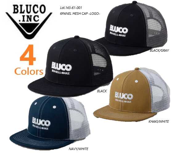 BLUCO （ブルコ）Lot.143-61-001　6PANEL MESH CAP -LOGO-　メッシュキャップ　ロゴ